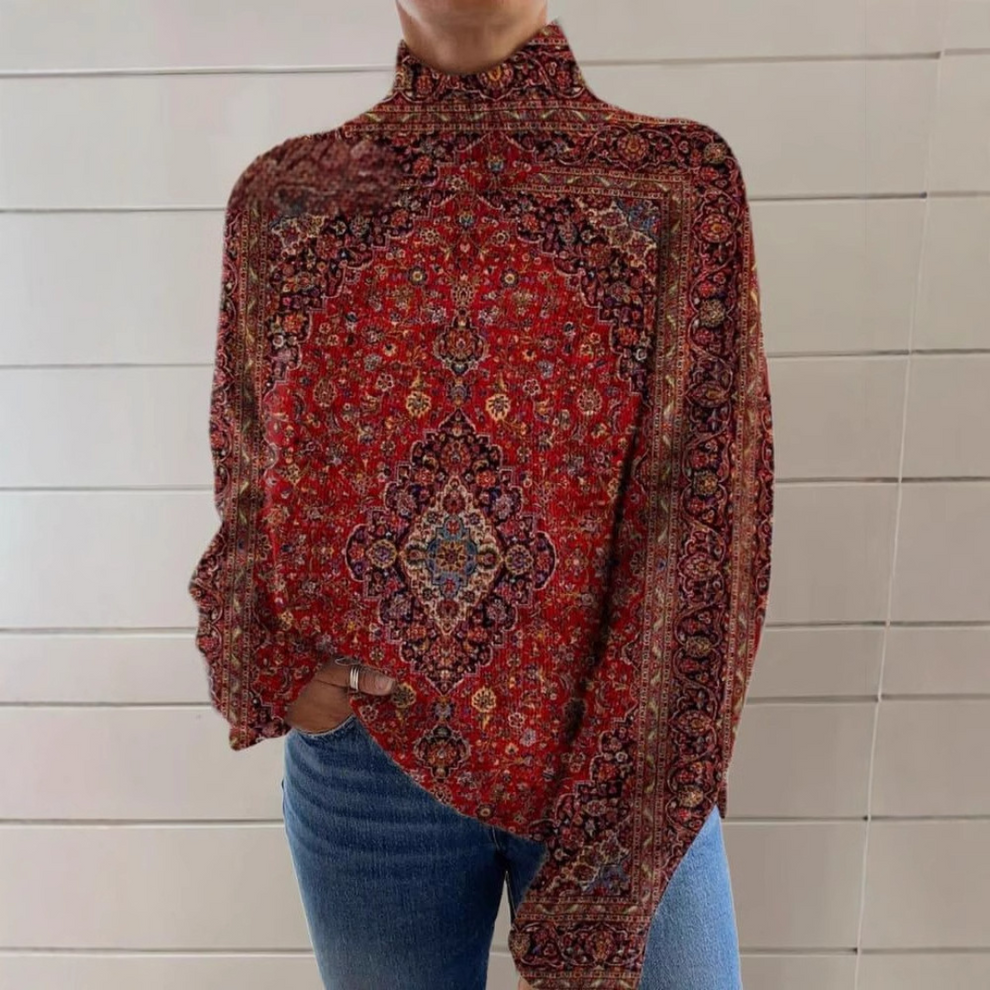 Daria - Print And Turtleneck Knitted Sweater