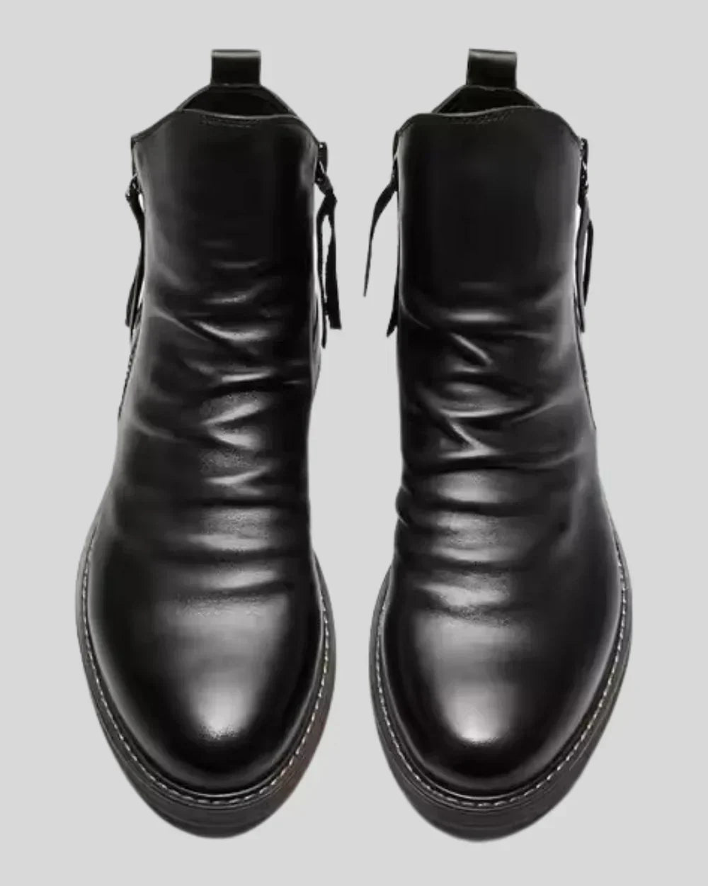 Benes - Leather Ankle Boots With Side Zipper