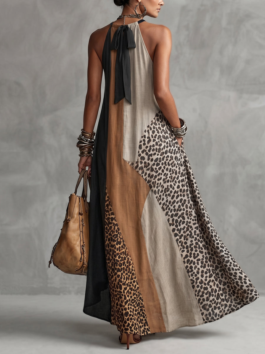 Terina - Maxi Dress With Leopard Print Paneling