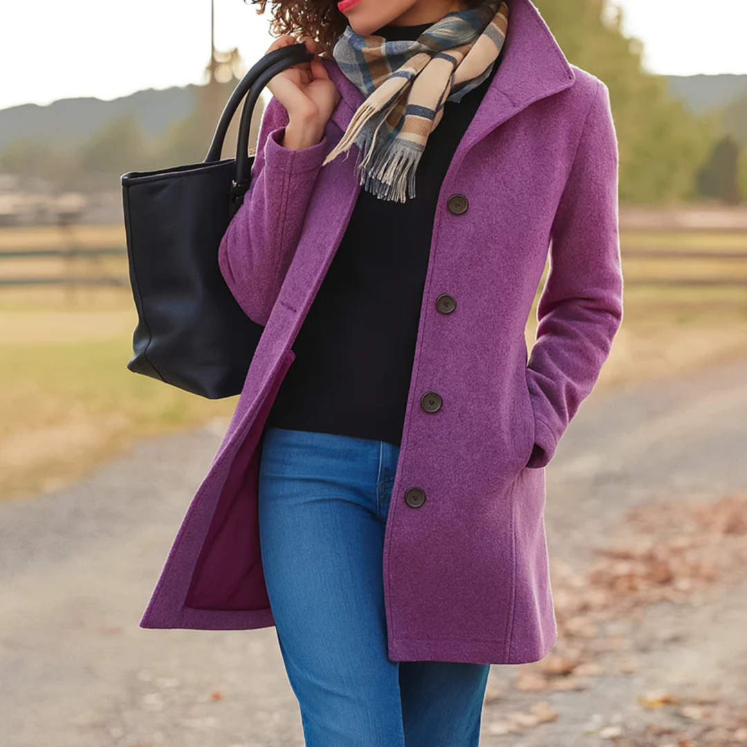 Zoraine - Long Sleeve Coat With Pockets