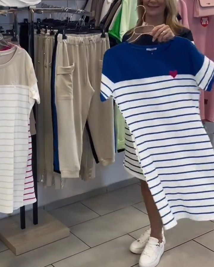 Luella - Casual Striped Round Neck Dress