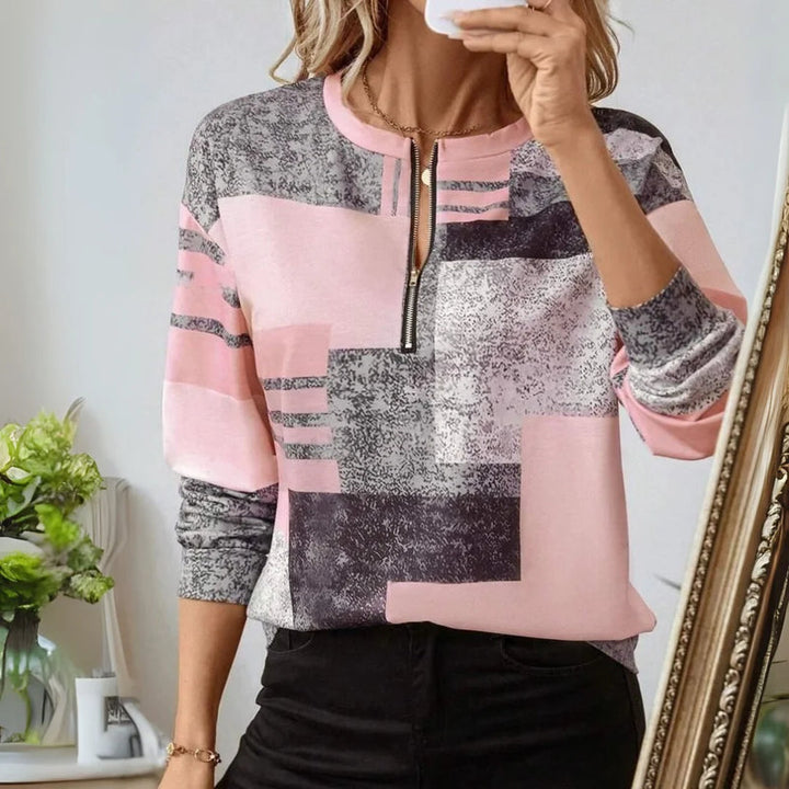 Violeta - Half-Zip Printed Top
