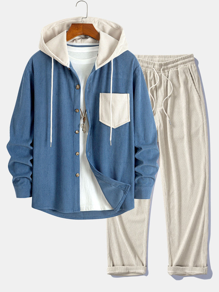Cadmus - Corduroy Hooded Shirt And Pants Set