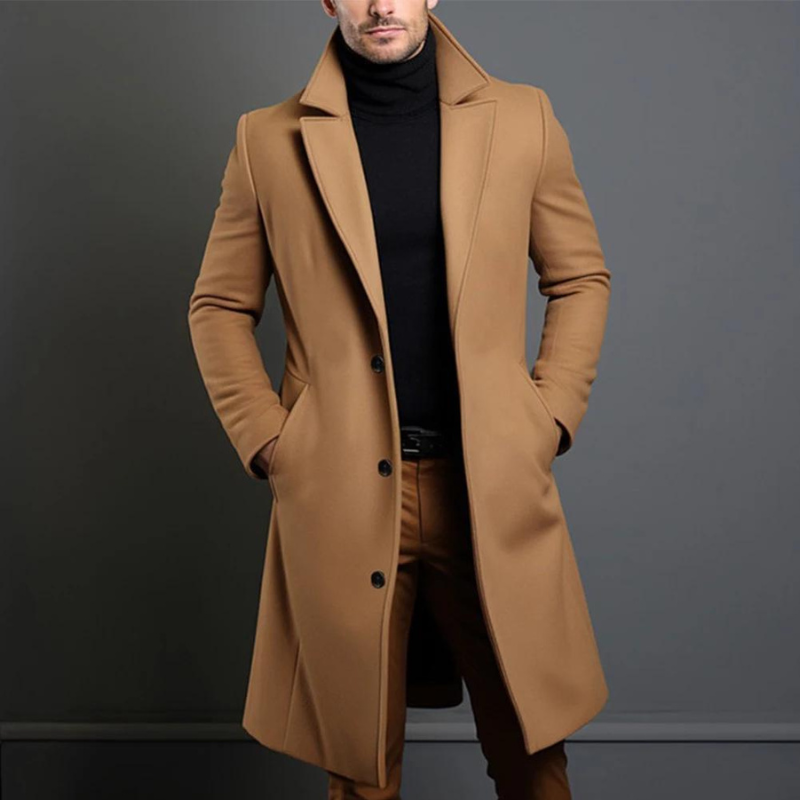 Laurens - Long Sleeve Wool Coat With Pockets
