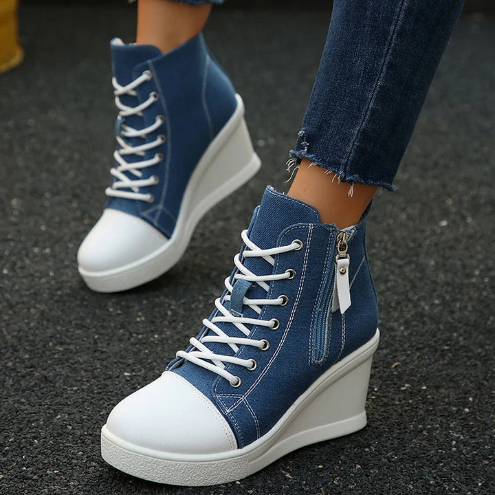Josiane - Comfortable Wedge Sneaker With Side Zipper