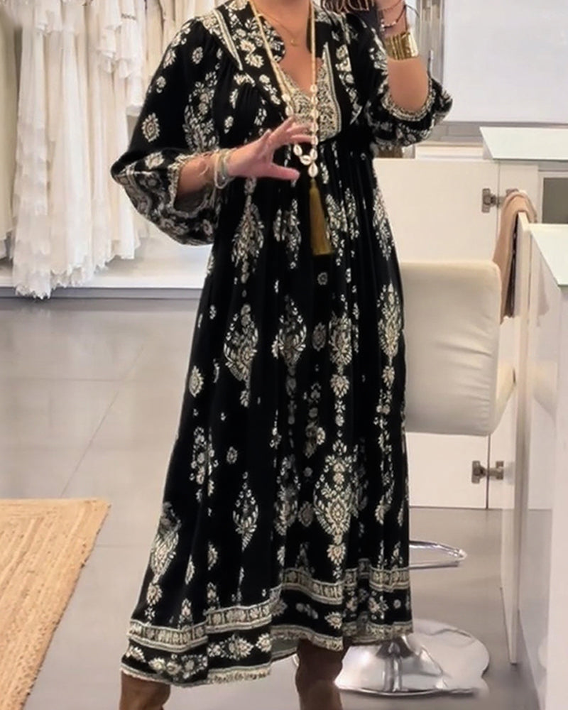 Zoraolisa - Casual Printed Dress With Pockets