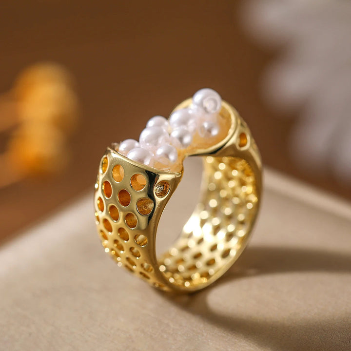 Velmira - Sculptural Pearl Wrap Ring