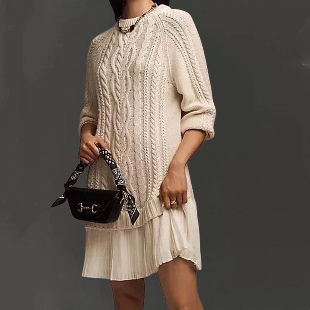 Kalena - Cable Knit Mini Sweater Dress