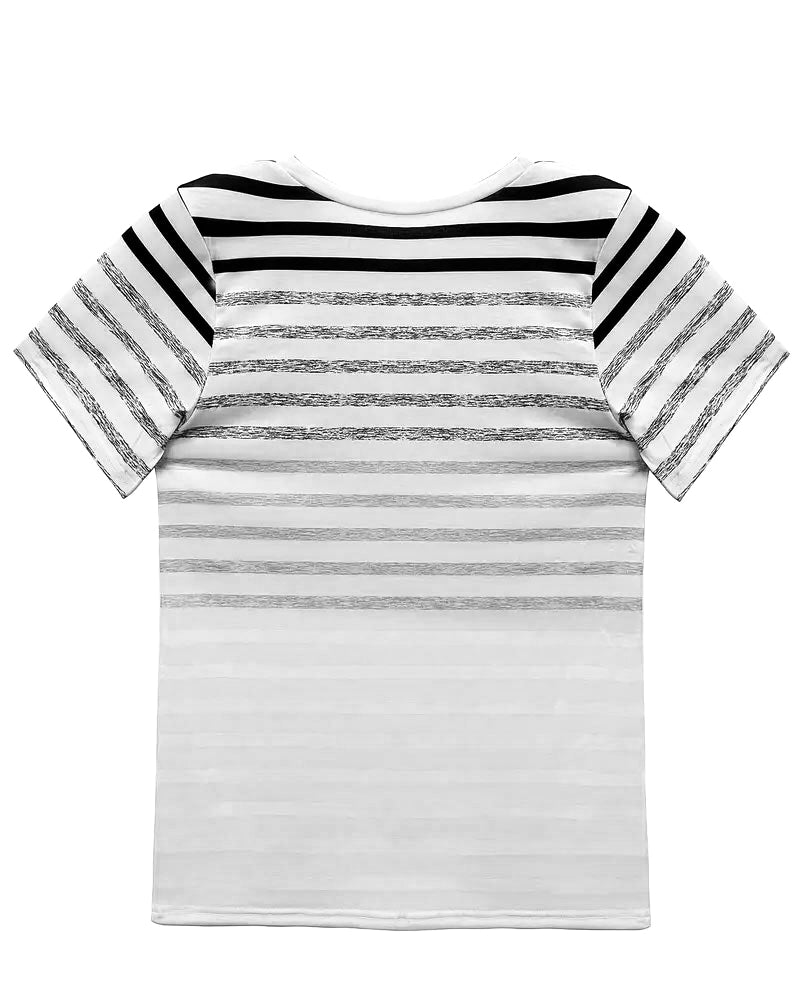 Kellie - T-Shirt Round Neck Short Sleeve Striped