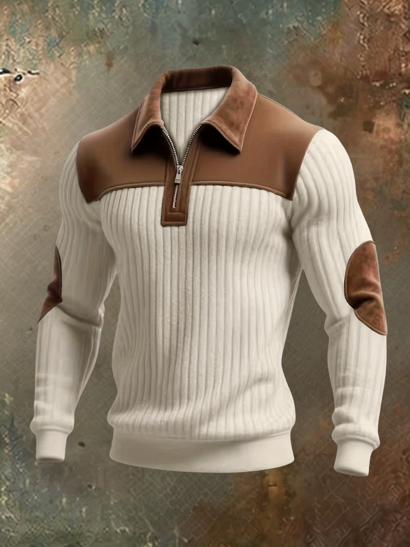 Waldin - Quarter-Zip Sweater With Contrast Panels
