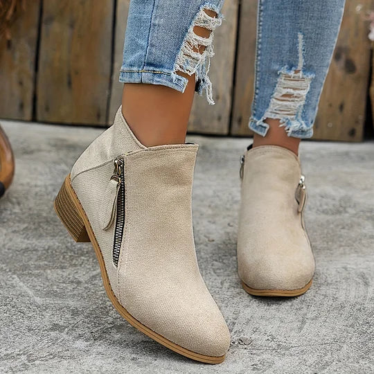 Farah - Orthopedic Leather Ankle Boots With Zipper