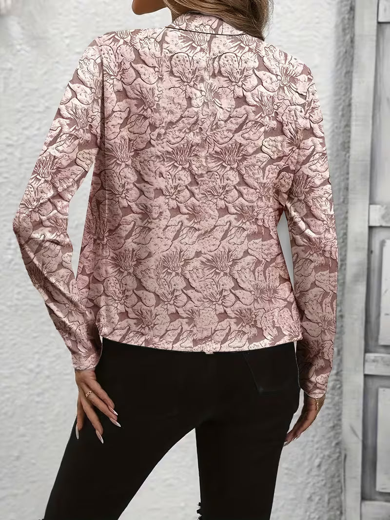 Zaneyora - Floral Print Long Sleeve Blazer