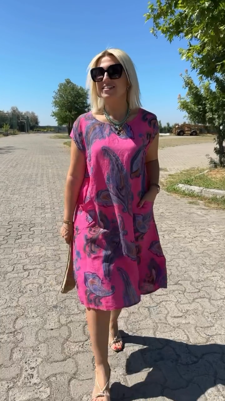 Hazal - Elegant Cotton Dress With Print
