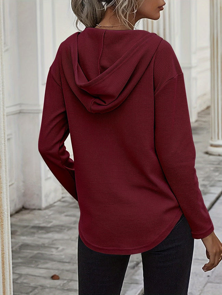 Laurette - Long Sleeve V Neck Hoodie