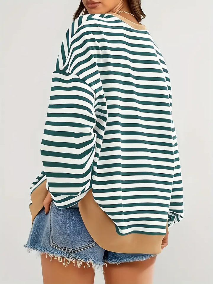 Nirina - Long Sleeve Striped Print Shirt
