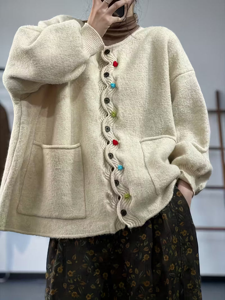 Kynza - Oversize Cardigan With Colorful Button Front