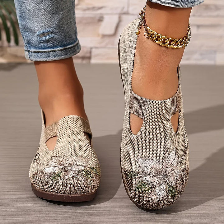 Martine – Breathable Floral Embroidered Knit Shoes