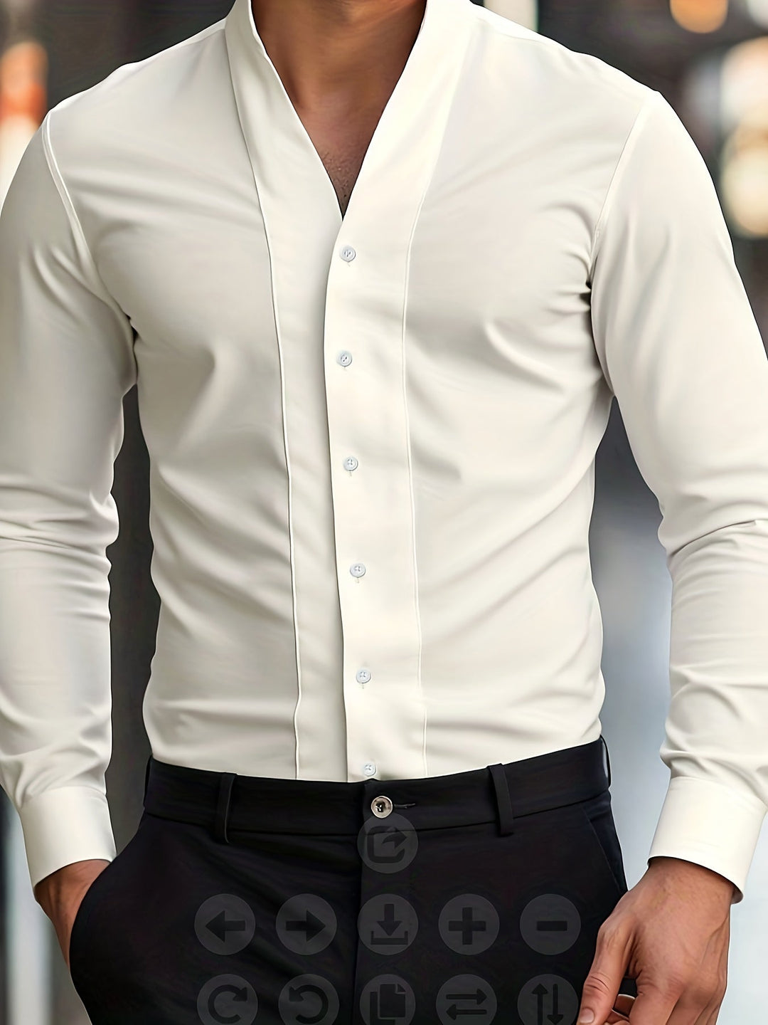 Osronas - Slim Fit Long Sleeved V-Neck Shirt