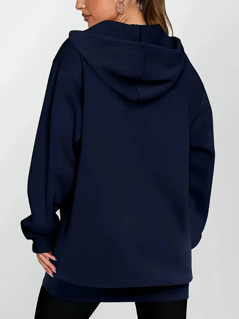 Angeleen - Geometric Print Zip-Up Hooded Jacket