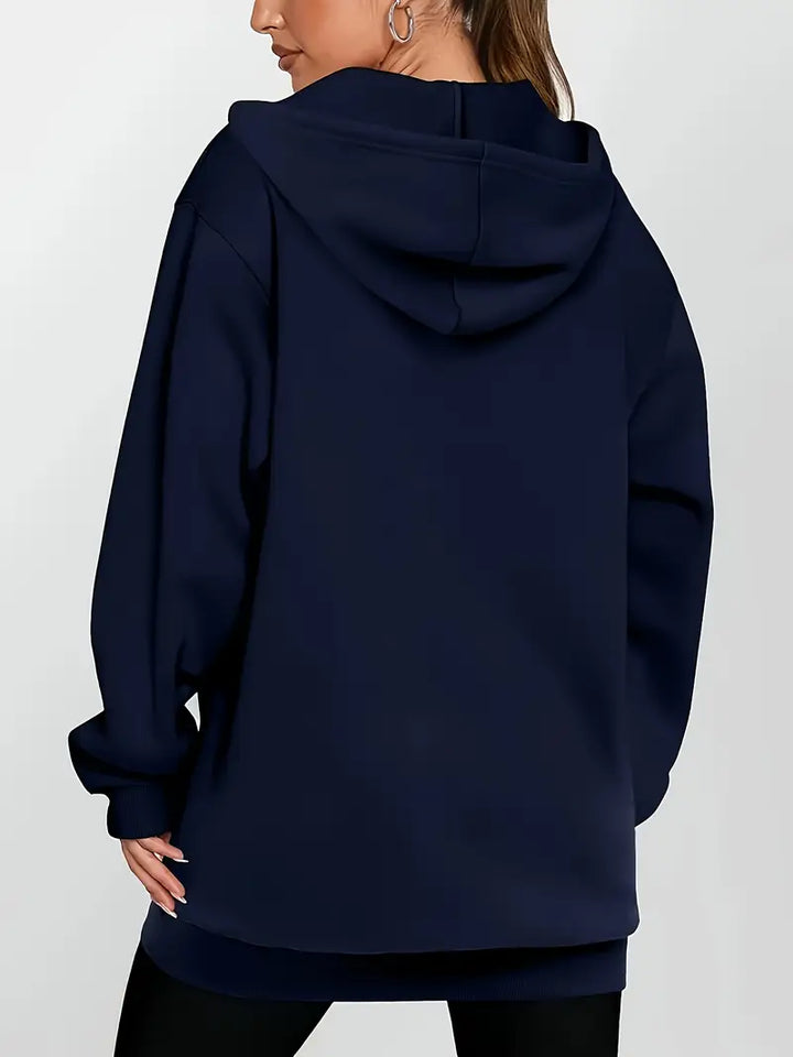 Angeleen - Geometric Print Zip-Up Hooded Jacket