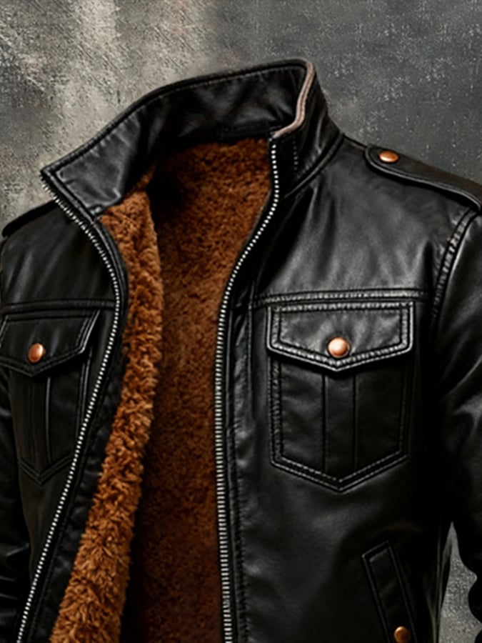 Marek - Soft Leather Jacket With Front Pockets