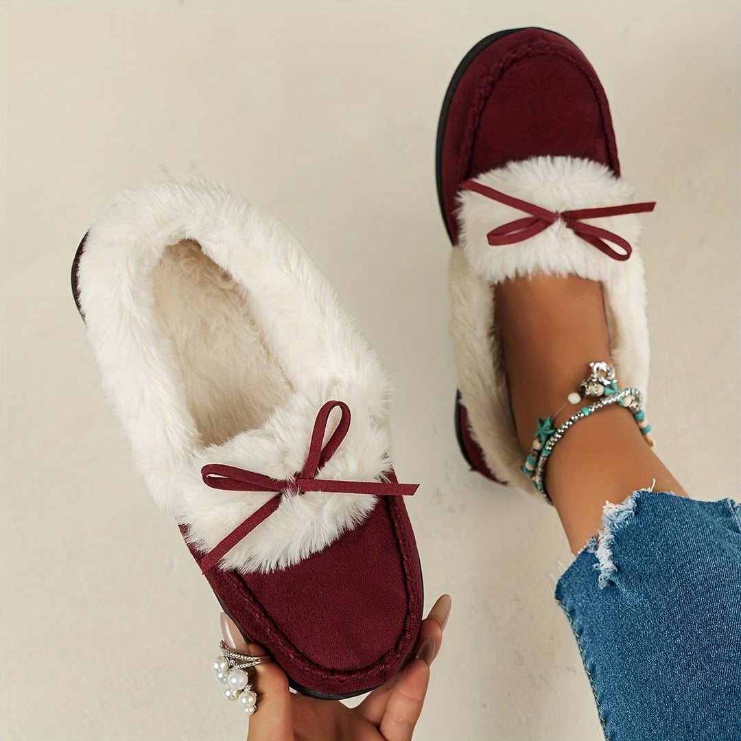 Avelena - Cozy Plush Slipper With Bow