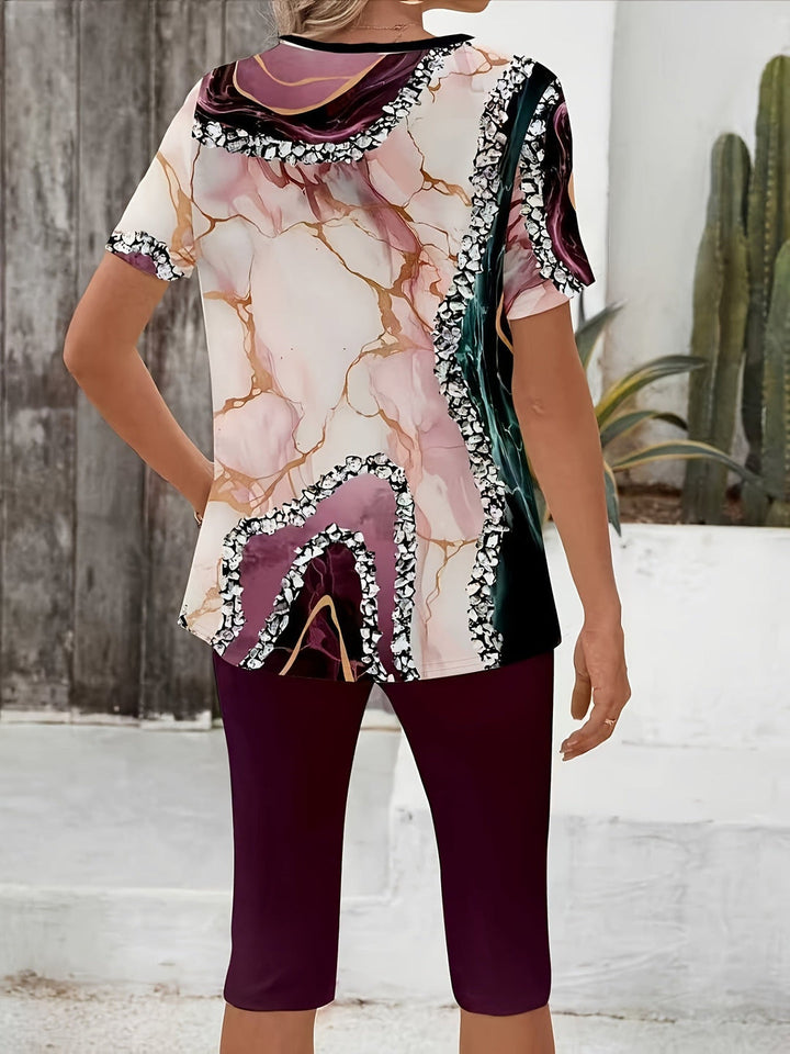 Merena - Printed Two-Piece Stretch Set