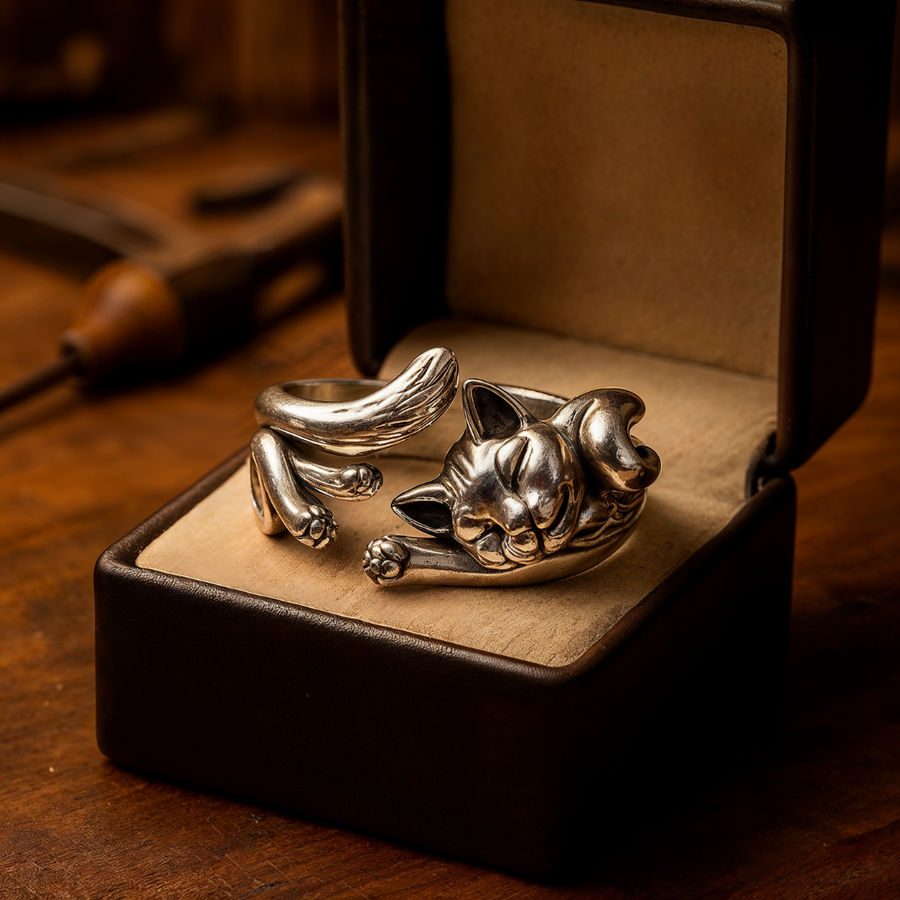 CatCharm - Vintage Silver Cat Ring