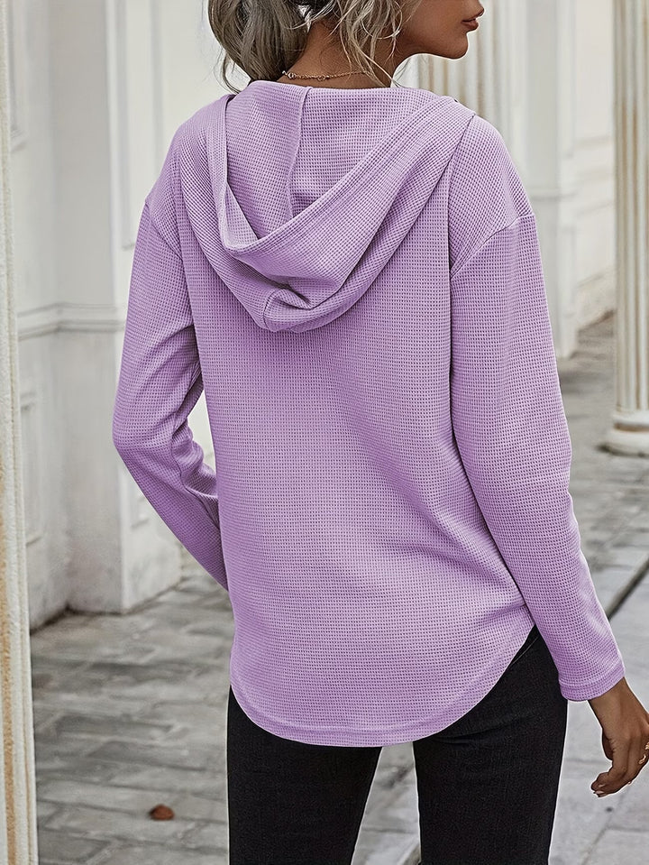 Laurette - Long Sleeve V Neck Hoodie