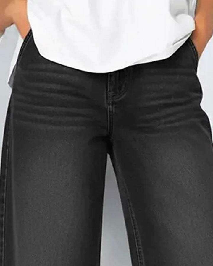 Synira - Casual Wide-Leg Cropped Jeans