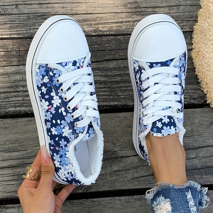 Bristy - Floral Print Lace-Up Shoes