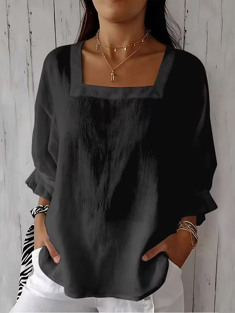 Alvessa - Square Neck Long Sleeve Blouse
