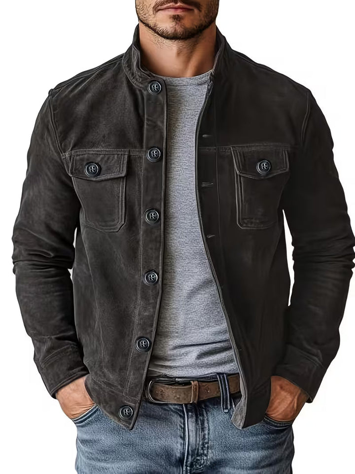 Lucrira - Suede Jacket With Dual Front Pockets