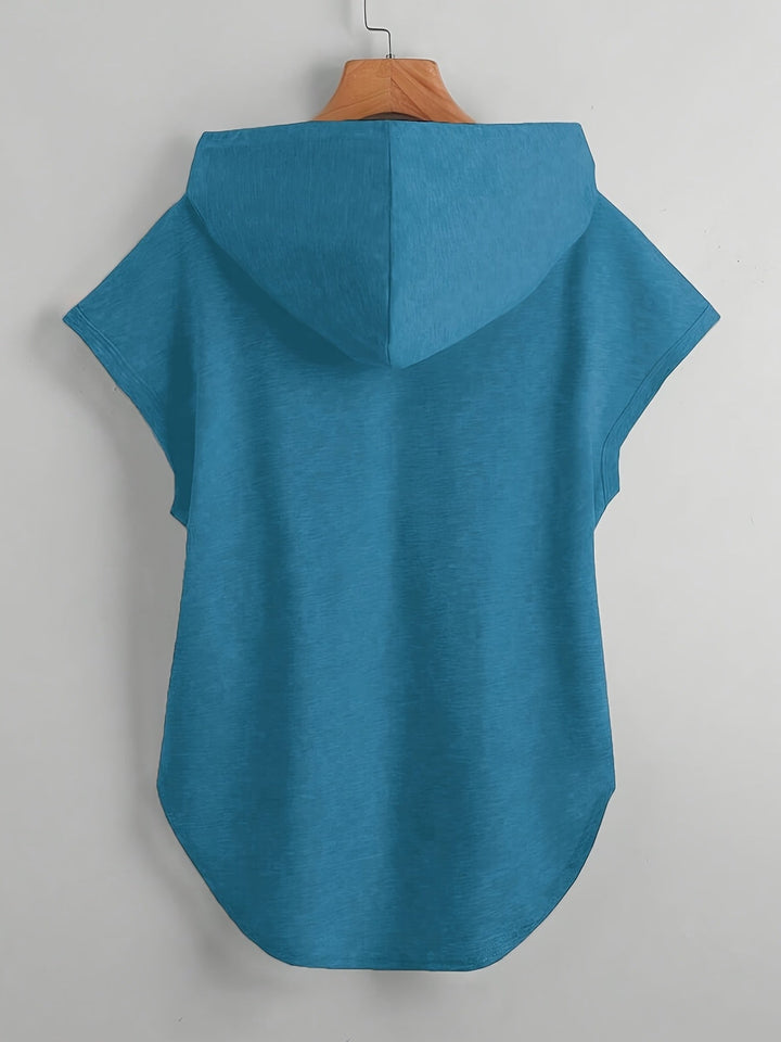 Matthias - Casual Asymmetrical Hem Hooded T-Shirt