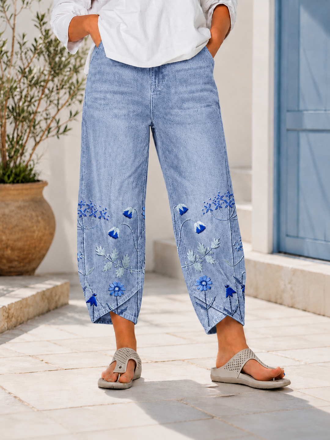 Selcen - Casual Embroidered Trousers