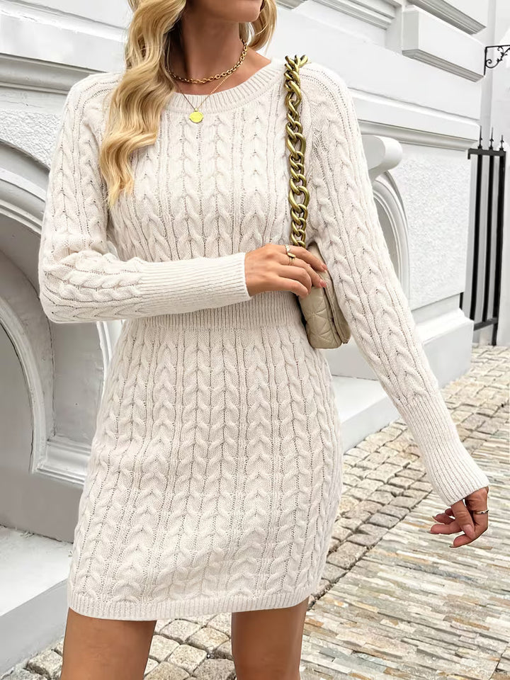 Maeletta - Cable Knit Bodycon Sweater Dress