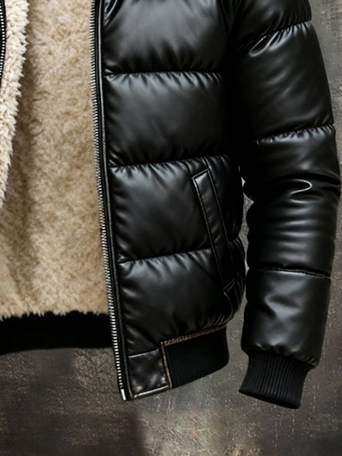 Cristian - Soft Leather Jacket With Fur Collar