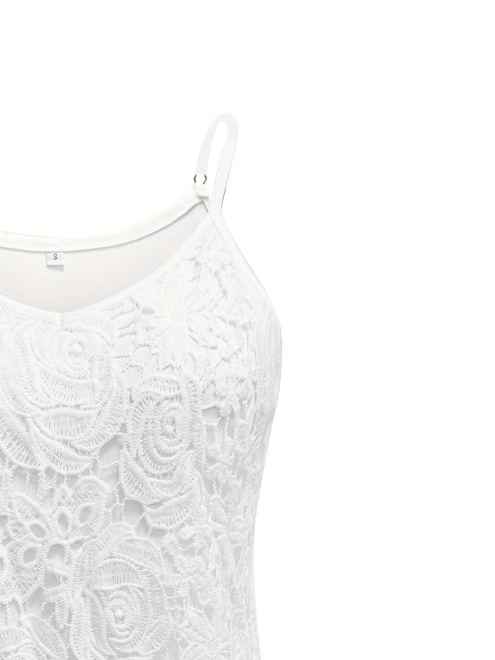 Juna - Elegant Sleeveless Lace Top With V Neck