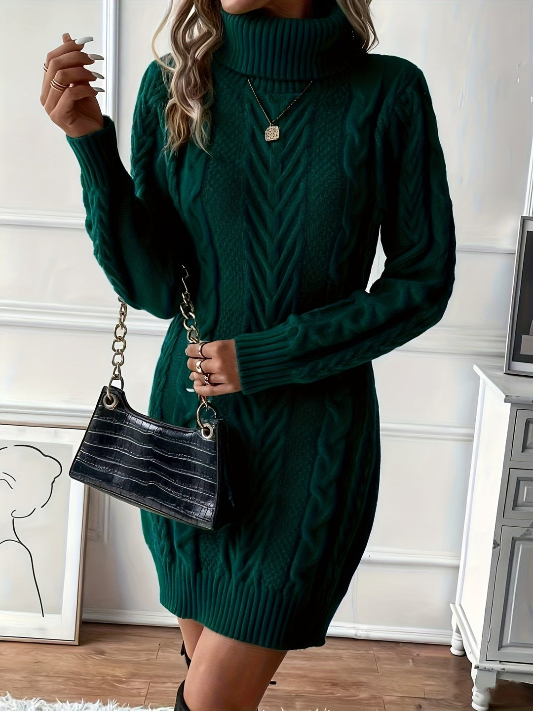 Milanda - Cable Knit Sweater Dress