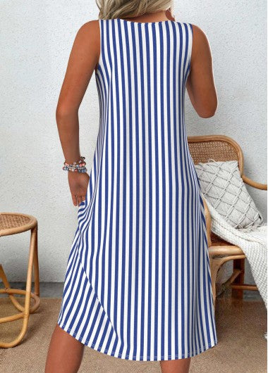 Emeely - Sleeveless Casual Striped Dress