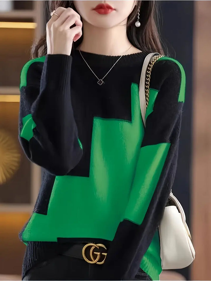 Gala - Elegant Long Sleeve Sweater With Geometric Pattern