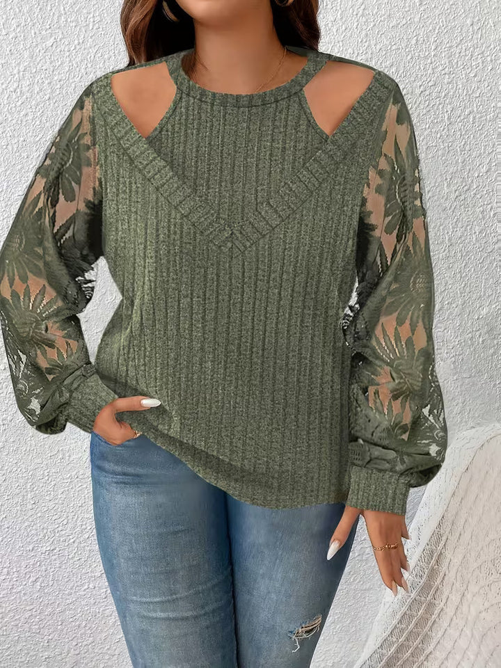 Seraina - Double-Layer Lace-Up Long Sleeve T-Shirt