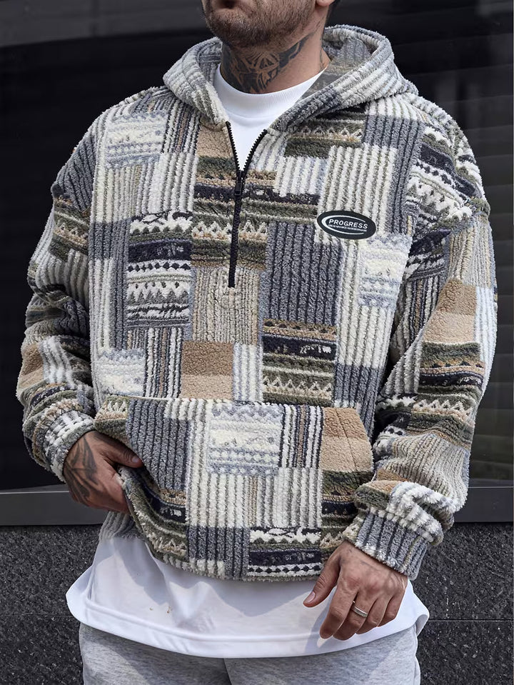 Solarishift - Printed Zip-Up Hooded Sweatshirt