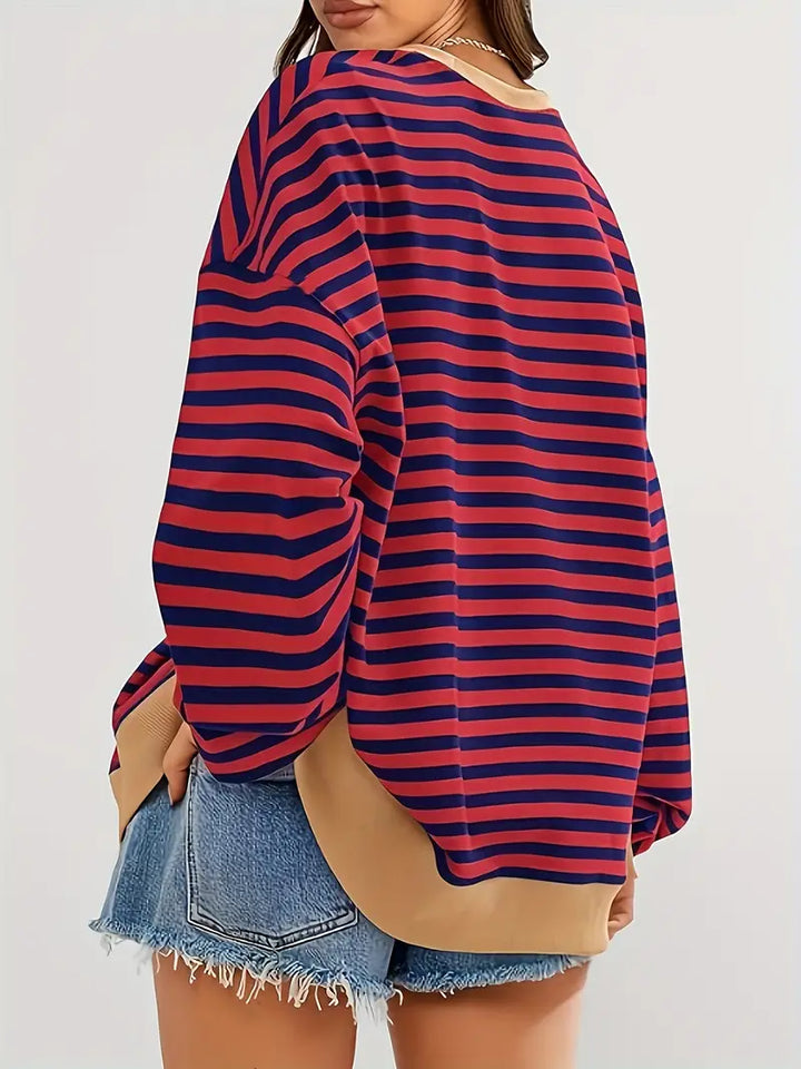 Nirina - Long Sleeve Striped Print Shirt