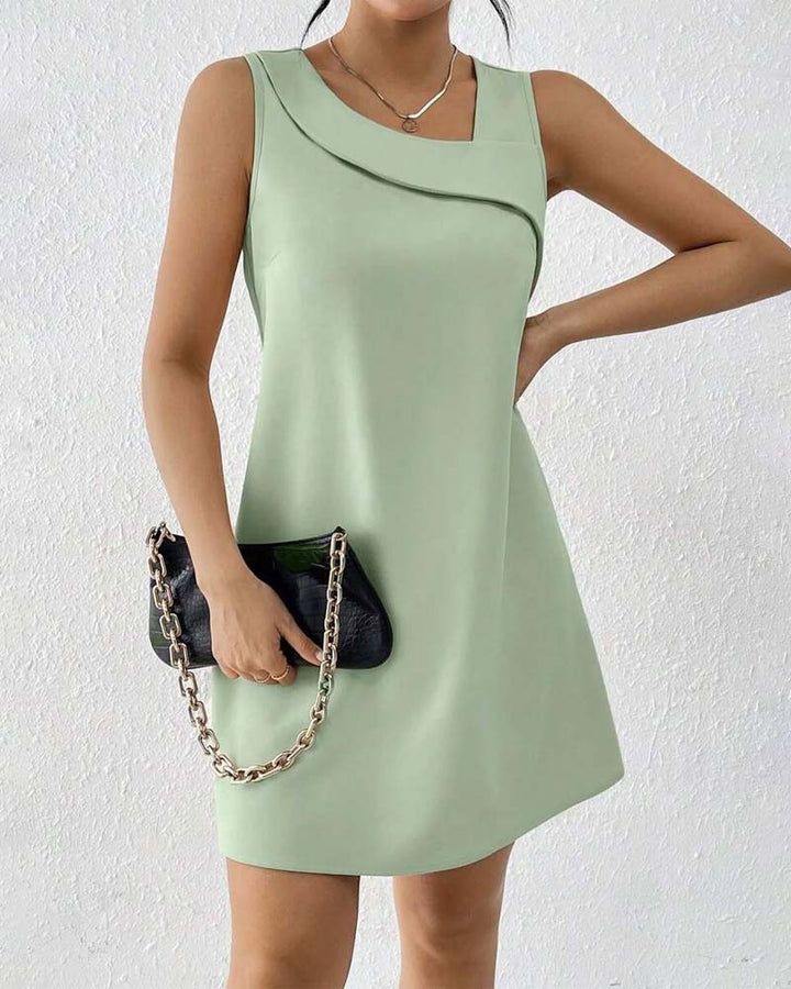Ayna - Sleeveless Dress with Asymmetrical Collar