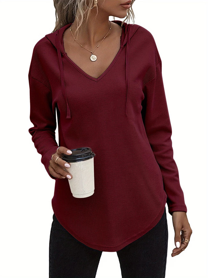 Laurette - Long Sleeve V Neck Hoodie