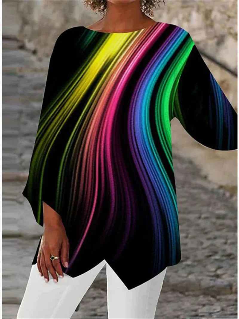 Soraya - Round Neck And Long Sleeve Printed Shirt