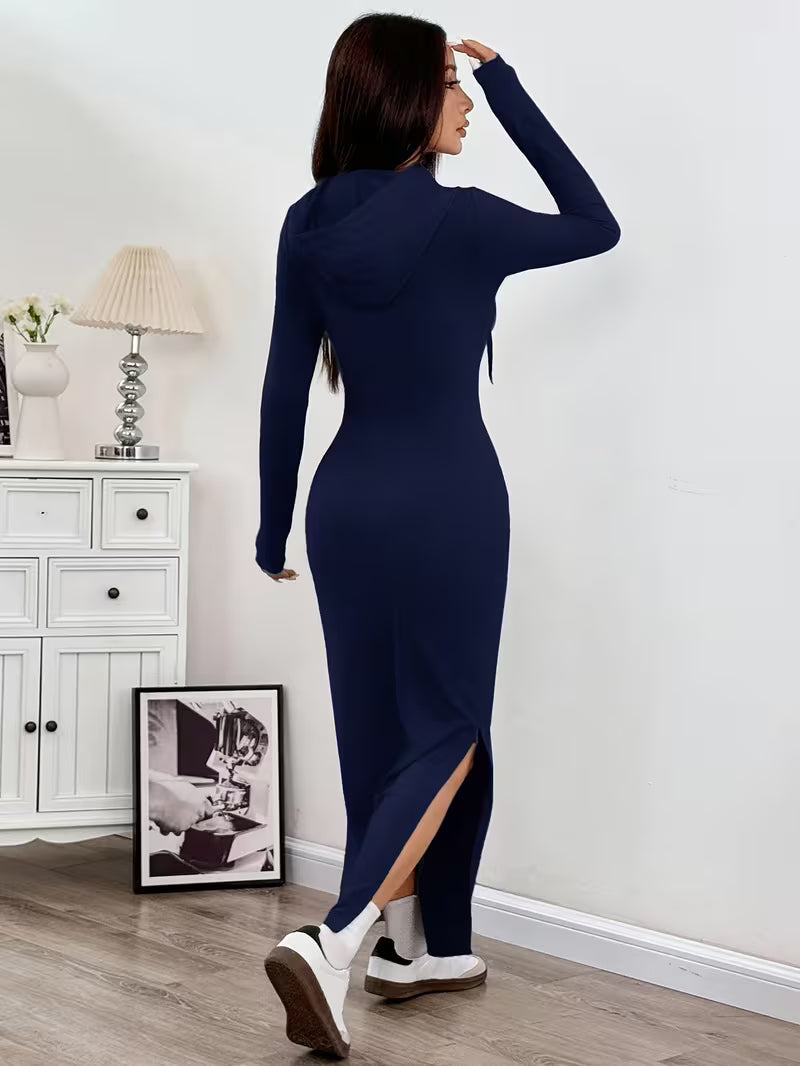Valeia - Long Sleeve Maxi Dress With Hood