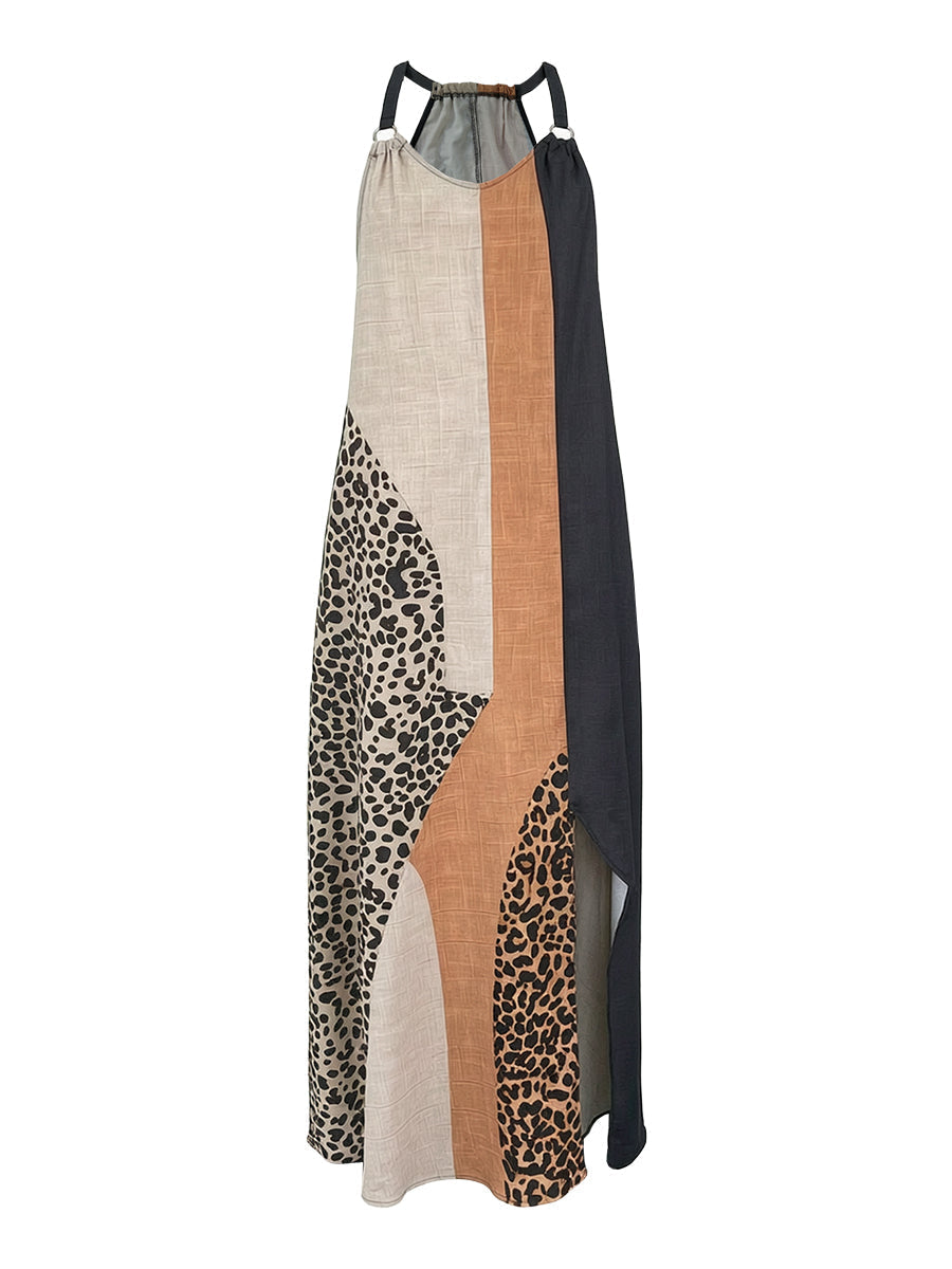 Terina - Maxi Dress With Leopard Print Paneling