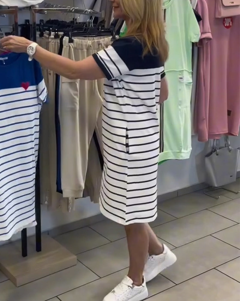 Luella - Casual Striped Round Neck Dress